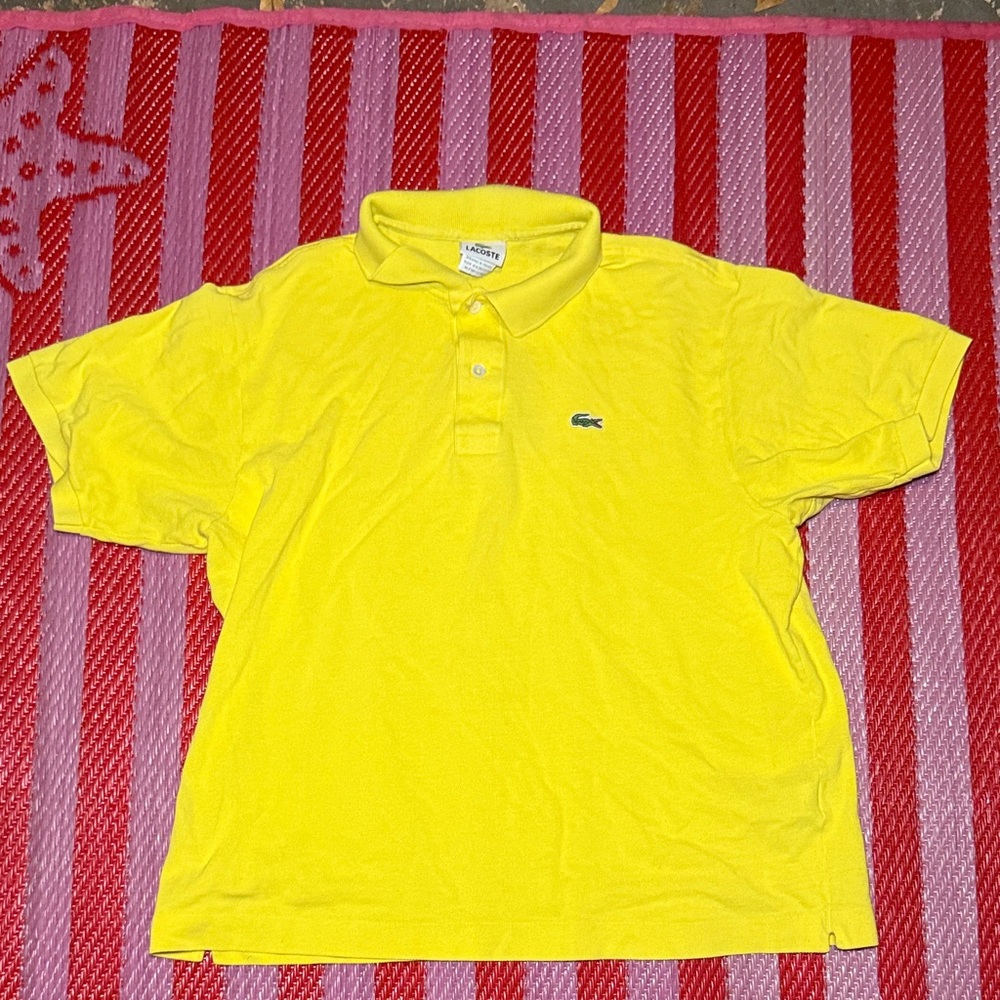 Lacoste Men's Bright Yellow Polo T-shirt Size 6 (XL)